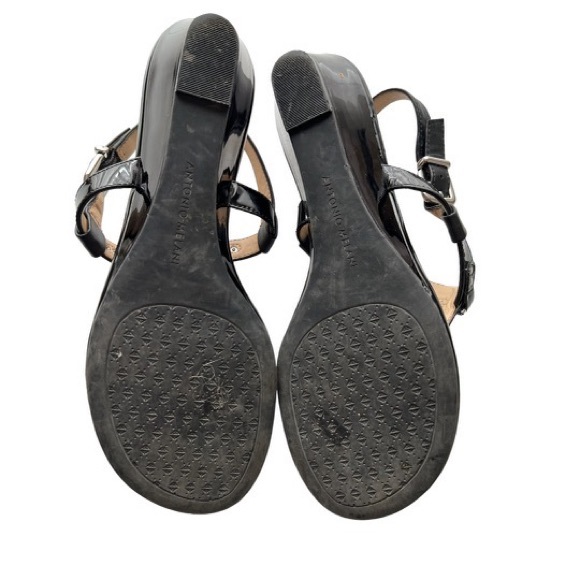 ANTONIO MELANI | Dress Sandals | Black Patent Leather | Size 8 - Picture 4 of 4